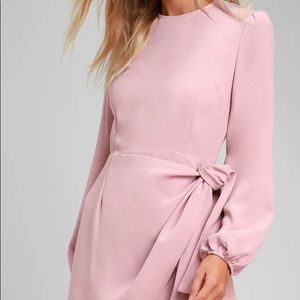 Lulus tie front mini dress. Soft pink. Size small